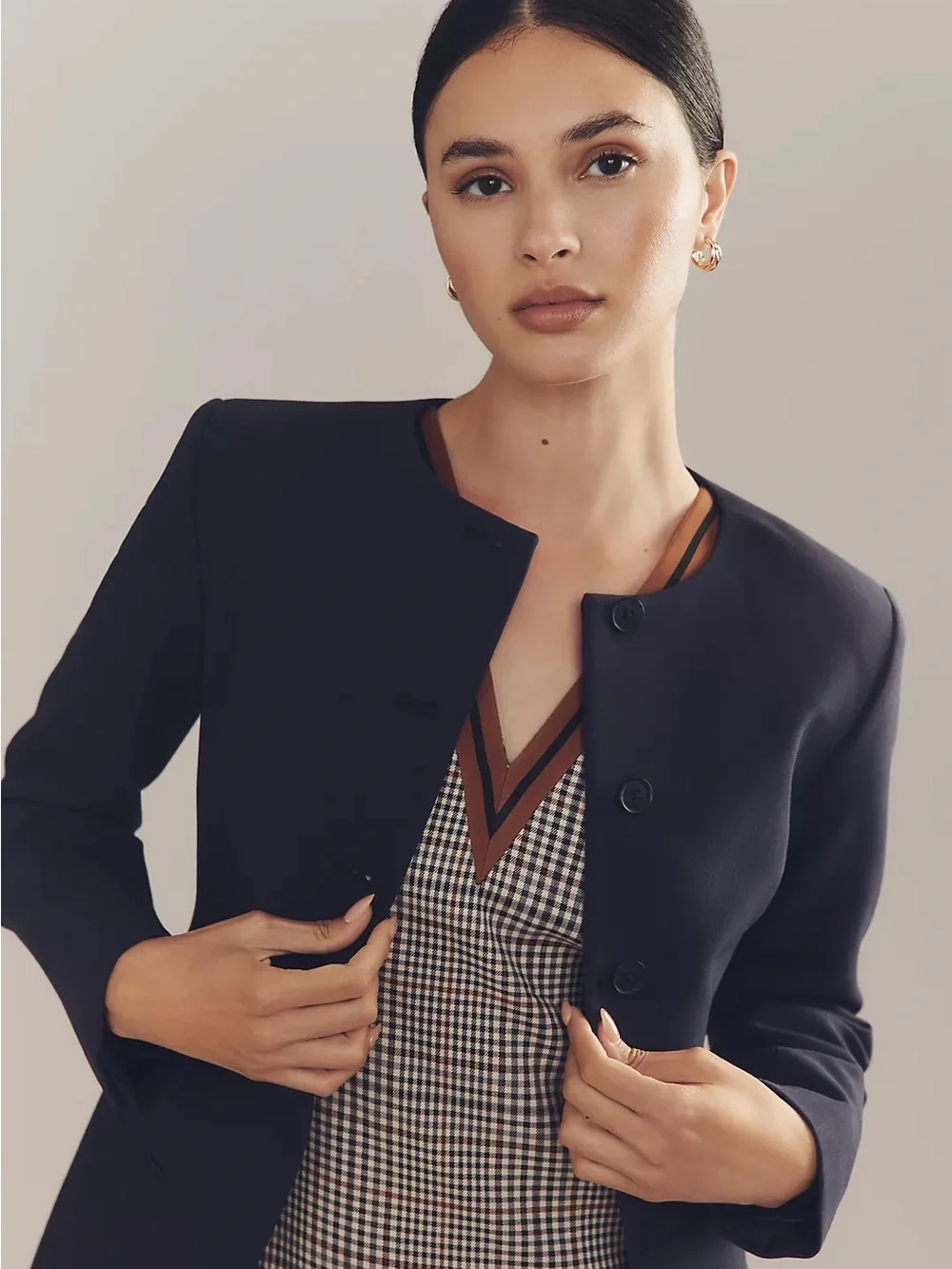 Aligne Daphne Waisted Blazer in Navy Blue